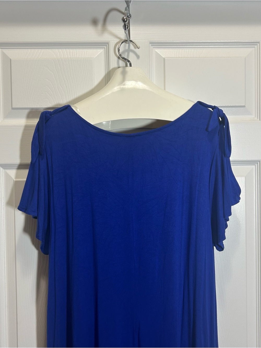 Boutique Relaxed V-Neck Swing Dress in Cobalt Blue - Picture 6 of 8